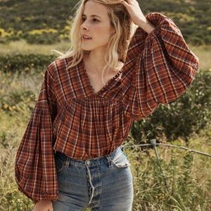 Doen THISTLE TOP Blue Autumn Plaid